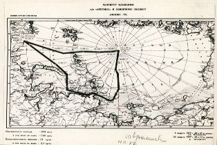 Карта похода а/л «Арктика» к Северному полюсу. Фотография из собрания Музея морского флота